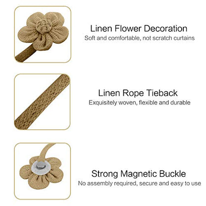 Lewondr Magnetic Window Curtain Rope Holdbacks, Large, Coffee - color: Coffee, size: Large