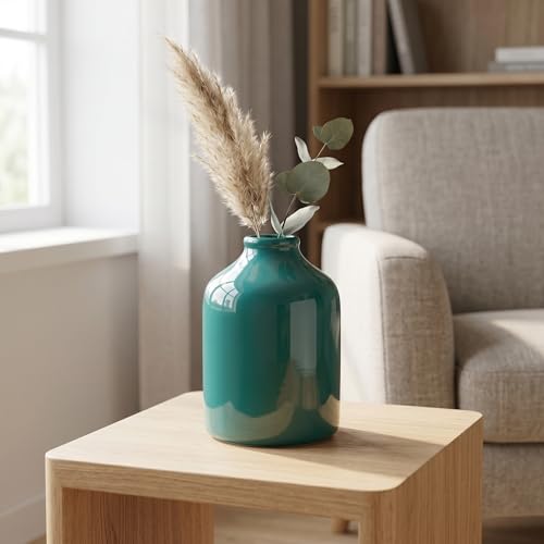 Sunddo Green Ceramic Vase, 8 Inch - color: Dark Green, size: 8 inch