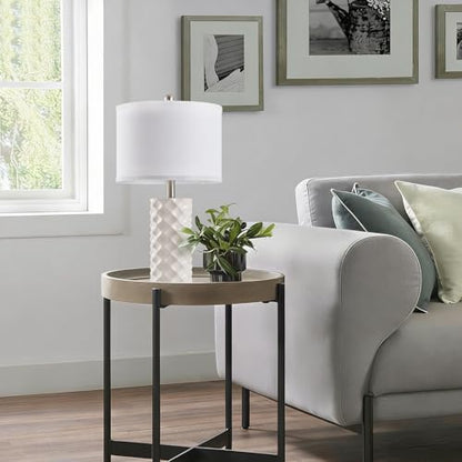 Star Diamond Ceramic Table Lamps Set of 2 - Beige Nightstand Lamps 23" - color: Gentle Beige