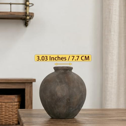 Rustic Farmhouse Ceramic Vase, 7.9 Inch, Terracotta Decor, Brown - color: Brown