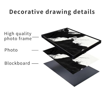 Large Framed Boho Black White Abstract Wall Art for Living Room, 24x32 In - color: Black White