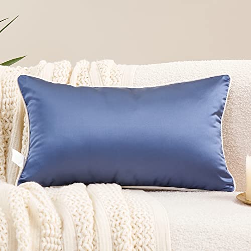 Avigers Lumbar Pillow Cover 12 x 20 Inch, Blue, Rayon Blend, Hidden Zipper - color: Blue, size: 20" x 12" (Pack of 1)