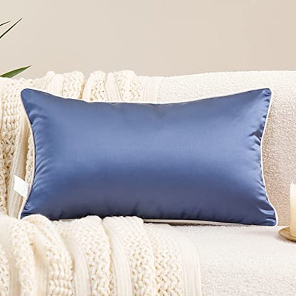 Avigers Lumbar Pillow Cover 12 x 20 Inch, Blue, Rayon Blend, Hidden Zipper - color: Blue, size: 20" x 12" (Pack of 1)