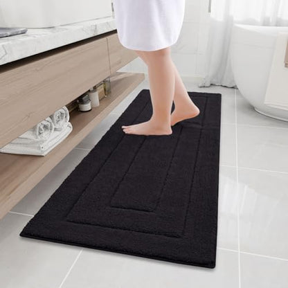 Buganda Microfiber Bathroom Rugs 59x20, Soft Shaggy Absorbent Bath Rugs - color: Black, size: 59" X 20"