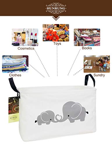 Rectangle Foldable Storage Basket Handles For Home, Love Elephant - color: Rec-Love-Elephant