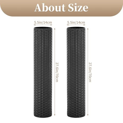 Sziqiqi Black Tall Floor Vase, Metal Modern Cylinder Flower Vase Set, 2Pcs - color: Black