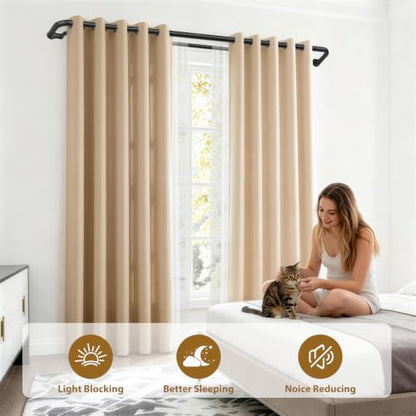 KAMANINA Double Curtain Rod 32 to 58 Inch, Black Wrap Around Drapery Rods - color: Black, size: 32-58"