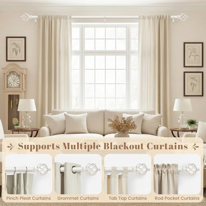 1" Farmhouse Heavy Duty Curtain Rods for Windows,Adjust 72-150",White - color: Antique White, size: 72-150 Inch & 1 Pack