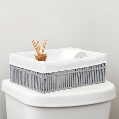Grey Cotton Rope Woven Basket Storage Set of 3 for Organizing - color: Gray