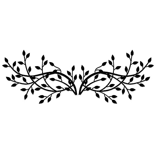 Metal Tree Leaf Wall Decor, Olive Branch Art Bed Hanging Sculptures. - color: Olive Branch-Black