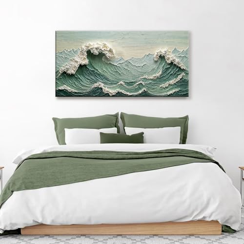 Sea Wave Abstract Wall Art Picture For Bedroom Modern Wall Art 20"X 40" - color: green., size: 40"L x 20"W