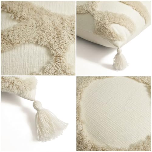 JMGBird Boho Throw Pillows for Couch Pillows with Inserts Included - color: Kahaki, size: 18" x 18" (Pack of 2)