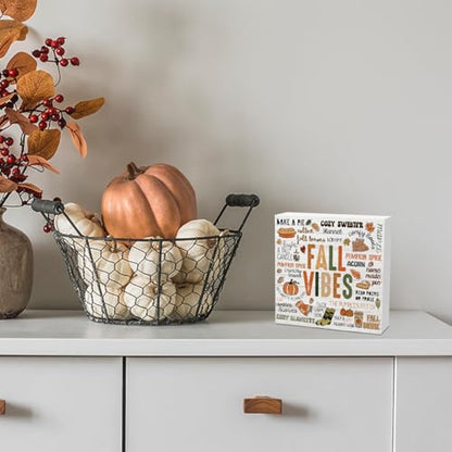 Autumn Thanksgiving Fall Vibes Pumpkin Drink Maple Leaf Decor Sign - color: Vibes