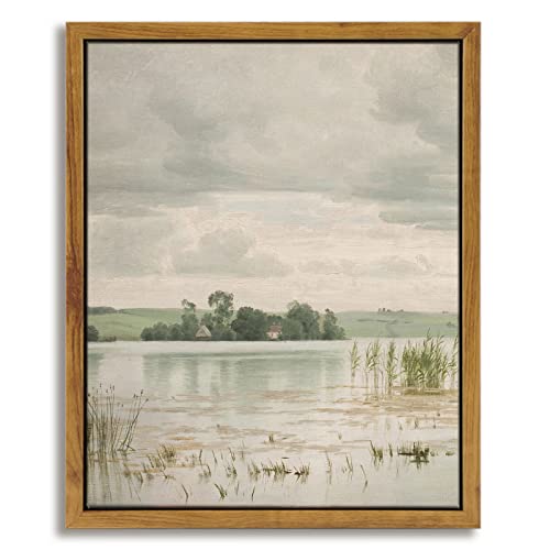 InSimSea Framed Canvas Prints Art Vintage Decor, Home Decor Classical Danish Landscape Painting by Vilhelm Groth Rustic Farmhouse Wall Decoration for Bedroom Bathroom Wall Art, 8"x10" - color: Lake Esrum, size: 10"L x 8"W