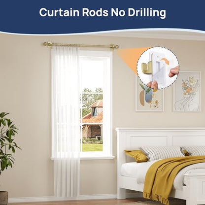 ENJOYBASICS 2 Pack 28-48" No Drill Curtain Rods, Renter Friendly, Gold - color: Gold, size: 27-52''
