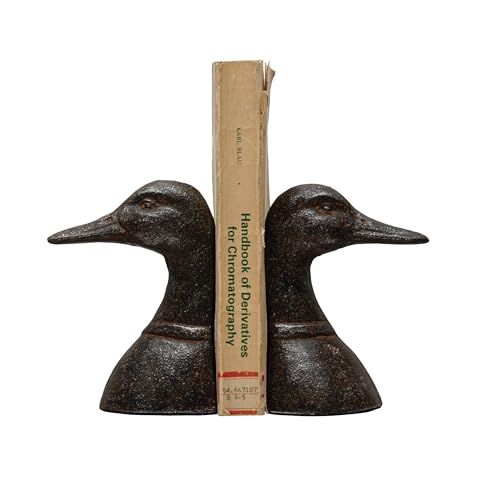 Creative Co-Op Decorative Distressed Cast Metal Duck Head Bookends, Black, Set of 2 - color: Black