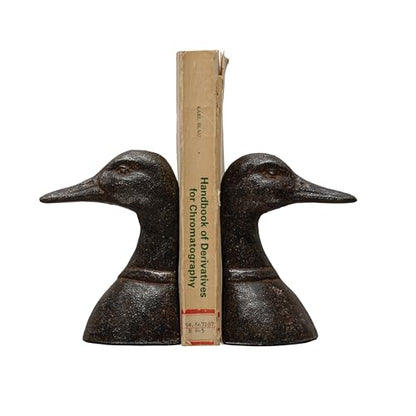 Creative Co-Op Decorative Distressed Cast Metal Duck Head Bookends, Black, Set of 2, 4.25" L x 3" W x 5.75" H (Pack of 4) - color: Negro