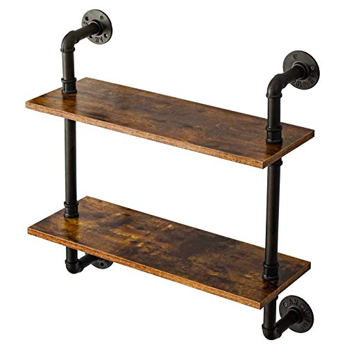 IBUYKE 2-Tiers Industrial Pipe Shelves, Pipe Floating Shelves RF-TM004 - size: 2 Tier
