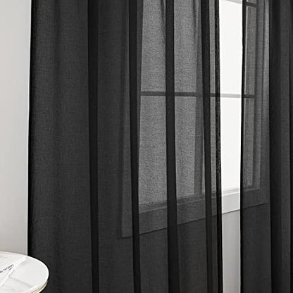 Sheer Curtains Rod Pocket Voile Drapes 108"Wx 84"L, Black, 2 Panels - color: Black, size: 108"W x 95"L (Pack of 2)