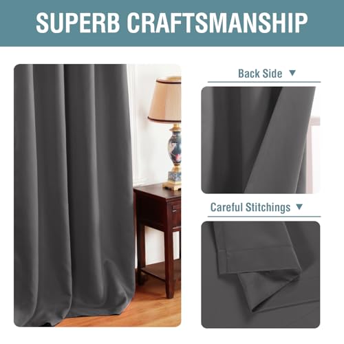H.VERSAILTEX Blackout Curtain for Living Room Small Window Kitchen Blackout Curtains 45 inch Length Energy Saving Solid Grommet Black Out Drape, One Panel, Charcoal Gray, 52" W x 45" L - color: Charcoal Gray, size: 52"W x 45"L (Pack of 1)