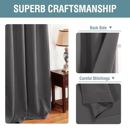 H.VERSAILTEX Blackout Curtain for Living Room Small Window Kitchen Blackout Curtains 45 inch Length Energy Saving Solid Grommet Black Out Drape, One Panel, Charcoal Gray, 52" W x 45" L - color: Charcoal Gray, size: 52"W x 45"L (Pack of 1)