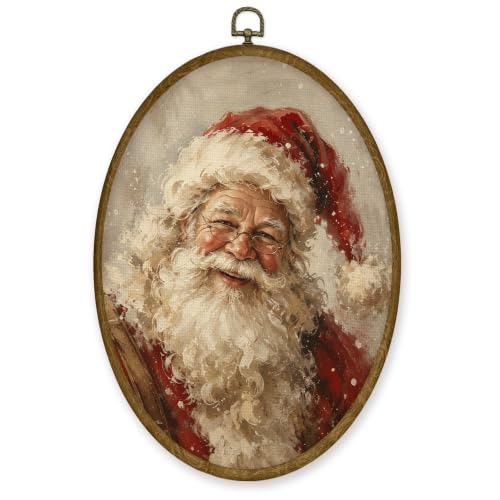 JMENGSSFL Vintage Santa Claus Portrait Oval Wall Art Holiday Decor 8.6x11.9 - color: Christmas-25