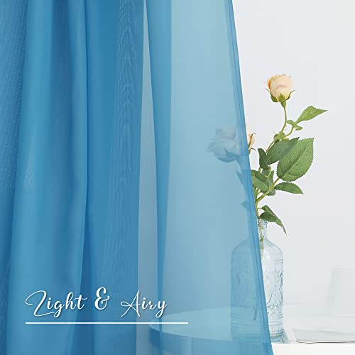 NICETOWN Turquoise Window Scarf Valances, Voile Sheer Scarf for Draping, Party Curtains for Bed Canopy/Birthday/Revelry, W60 x L216, 2 Panels - color: Turquoise