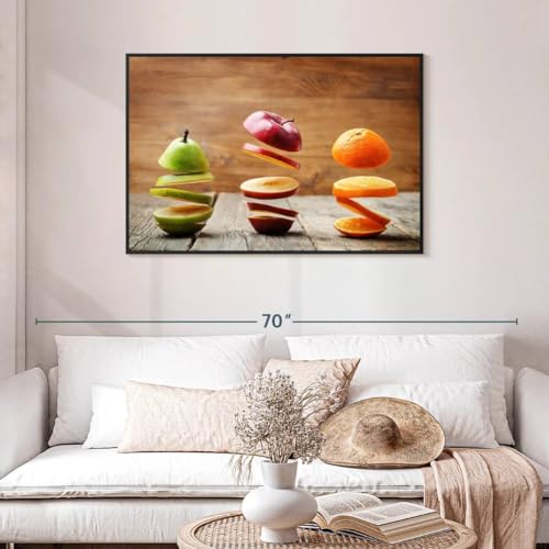 ElephantStock Sliced Fruits Wall Art - Horizontal Framed Canvas - 1-Piece Kitchen Wall Decor - Photography Photographic Canvas Print - Beige and Green Decor for Wall - 43" X 29" - color: Sliced Fruits Wall Art Canvas Floating Frame Single Piece, size: 43"
