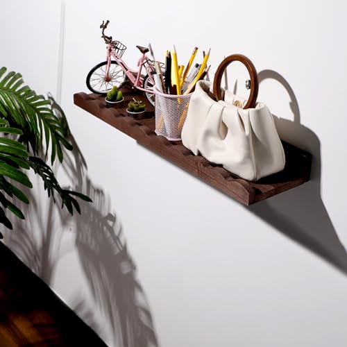 Suzile 2 Pcs Scalloped Floating Wall Shelves,23",Walnut Brown - color: Walnut Brown, size: 23"