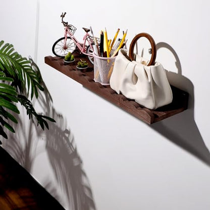 Suzile 2 Pcs Scalloped Floating Wall Shelves,23",Walnut Brown - color: Walnut Brown, size: 23"