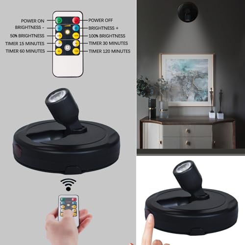 Battery Operated LED Spotlight, Indoor Picture Plant Spot Lights - color: Black