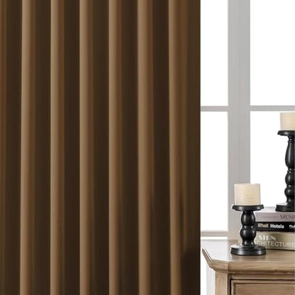 Joydeco Blackout Curtains 108 Inches Long, Thermal Insulated Black Out Curtains 2 Panels Set, Room Darkening Drapes for Living Room Window Rod Pocket Back Tab (W52 x L108 Inch, Brown) - color: Brown, size: 52"W x 108"L (Pack of 2)