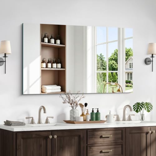 30x48 Inch Frameless Mirror, Frameless Bathroom Mirror for Over Sink - color: Frameless, size: 30"L x 48"W