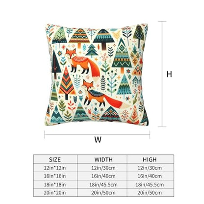 Folk Art Foxes and Trees Pattern Throw Pillow Covers 18 Inch - color: Color-25, size: 18" x 18" (Pack of 1)