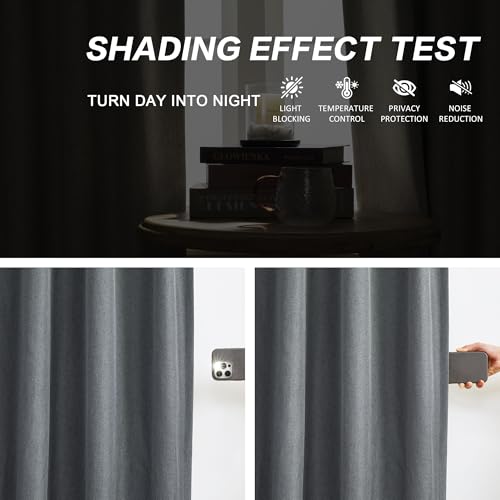 DUALIFE Full Blackout Pinch Pleated Curtains Dark Grey, Back Tab with Hooks, Thermal Insulated Track Curtains for Bedroom Living Room,40" Wx84 L, 2 Panels - color: Charcoal Grey, size: 40"W x 84"L (Pack of 2)