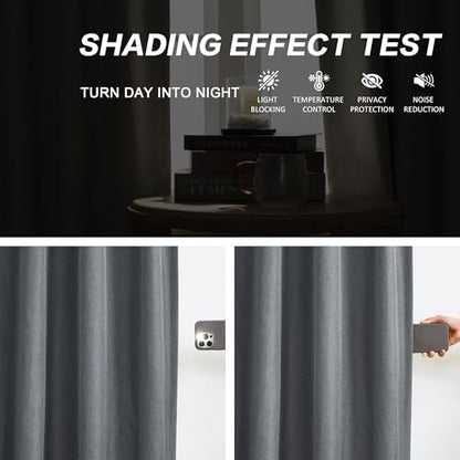 DUALIFE Full Blackout Pinch Pleated Curtains Dark Grey, Back Tab with Hooks, Thermal Insulated Track Curtains for Bedroom Living Room,40" Wx84 L, 2 Panels - color: Charcoal Grey, size: 40"W x 84"L (Pack of 2)