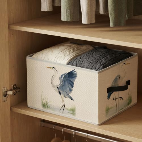 Great Blue Heron Coastal Storage Basket Organizer - color: Blue Heron