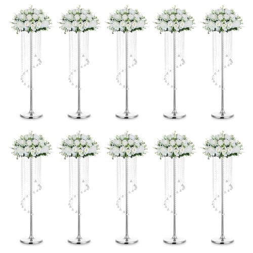 NUPTIO Tall Centerpiece for Table, Silver, 35.4", 10 Pcs - color: Silver, size: 10 Pcs 35.4 in