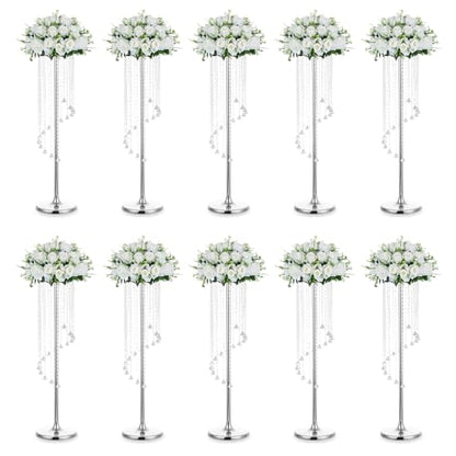 NUPTIO Tall Centerpiece for Table, Silver, 35.4", 10 Pcs - color: Silver, size: 10 Pcs 35.4 in