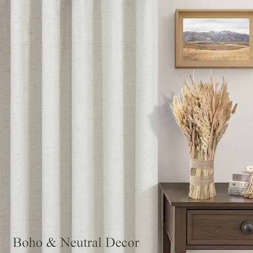 DANCURTON Blackout Linen Curtains 63 Inch Length 2 Panels for Living Room Bedroom Natural Linen Black Out Thermal Insulated Room Darkening Privacy Textured Drapes 42W x 63L Back Tab Rod Pocket Cream - color: Natural, size: 42"W x 63"L (Pack of 2)