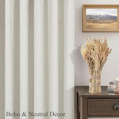 DANCURTON Blackout Linen Curtains 63 Inch Length 2 Panels for Living Room Bedroom Natural Linen Black Out Thermal Insulated Room Darkening Privacy Textured Drapes 42W x 63L Back Tab Rod Pocket Cream - color: Natural, size: 42"W x 63"L (Pack of 2)