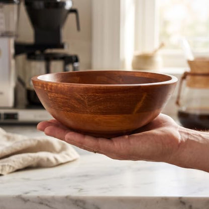 Lipper International Rubberwood Footed Bowl with Cherry Finish for Fruits, Salads, or Popcorn, Small, 7" Diameter x 2.75" Height, 27.05 Fl. Oz., Single Bowl - size: Small, style: Bowl