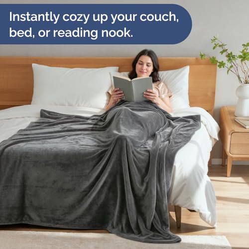 Fleece Blanket King Size - Ultra-Soft Flannel Fleece Blanket - Dark Grey - color: 14 - Dark Grey, size: King (90" x 108")