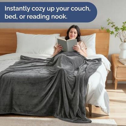 Fleece Blanket Twin Size - Ultra-Soft Flannel Fleece Blanket - Dark Grey - color: 14 - Dark Grey, size: Twin (60" x 80")