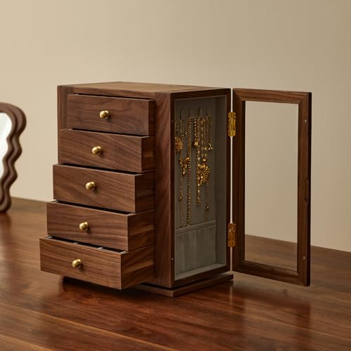 360 Rotating Design Wooden Jewelry Box for Women - size: Rotation
