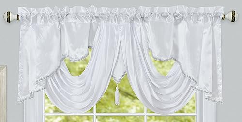 GOHD Valarie Fancy Window Valance 54"x18" with Soft Satin Swag.White - color: White, size: 54"W x 18"L (Pack of 1)