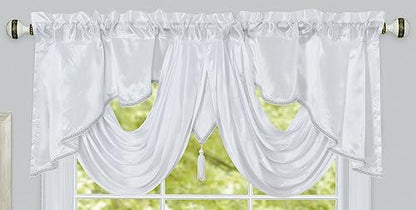 GOHD Valarie Fancy Window Valance 54"x18" with Soft Satin Swag.White - color: White, size: 54"W x 18"L (Pack of 1)