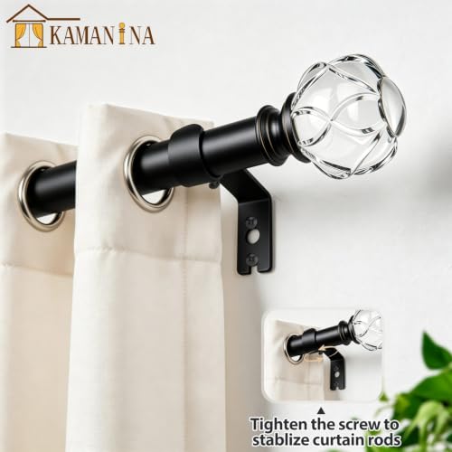 KAMANINA Black Curtain Rods for Windows 48-84 Inches Heavy Duty Drapery Rod - color: Black, size: 48-84"