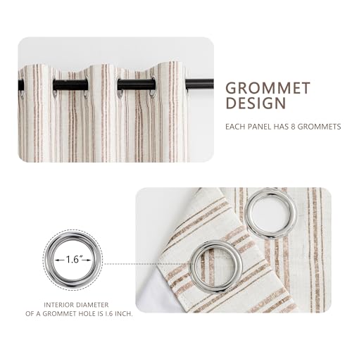 MYSKY HOME Taupe Striped Linen Curtains 100% Blackout 52Wx96L,2 Panels - color: B-taupe/Blackout, size: 52"W x 96"L (Pack of 2)