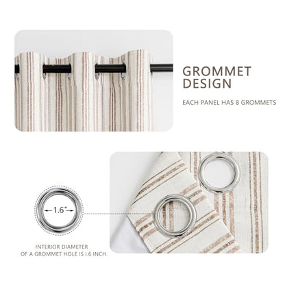 MYSKY HOME Taupe Striped Linen Curtains 100% Blackout 52Wx63L,2 Panels - color: B-taupe/Blackout, size: 52"W x 63"L (Pack of 2)